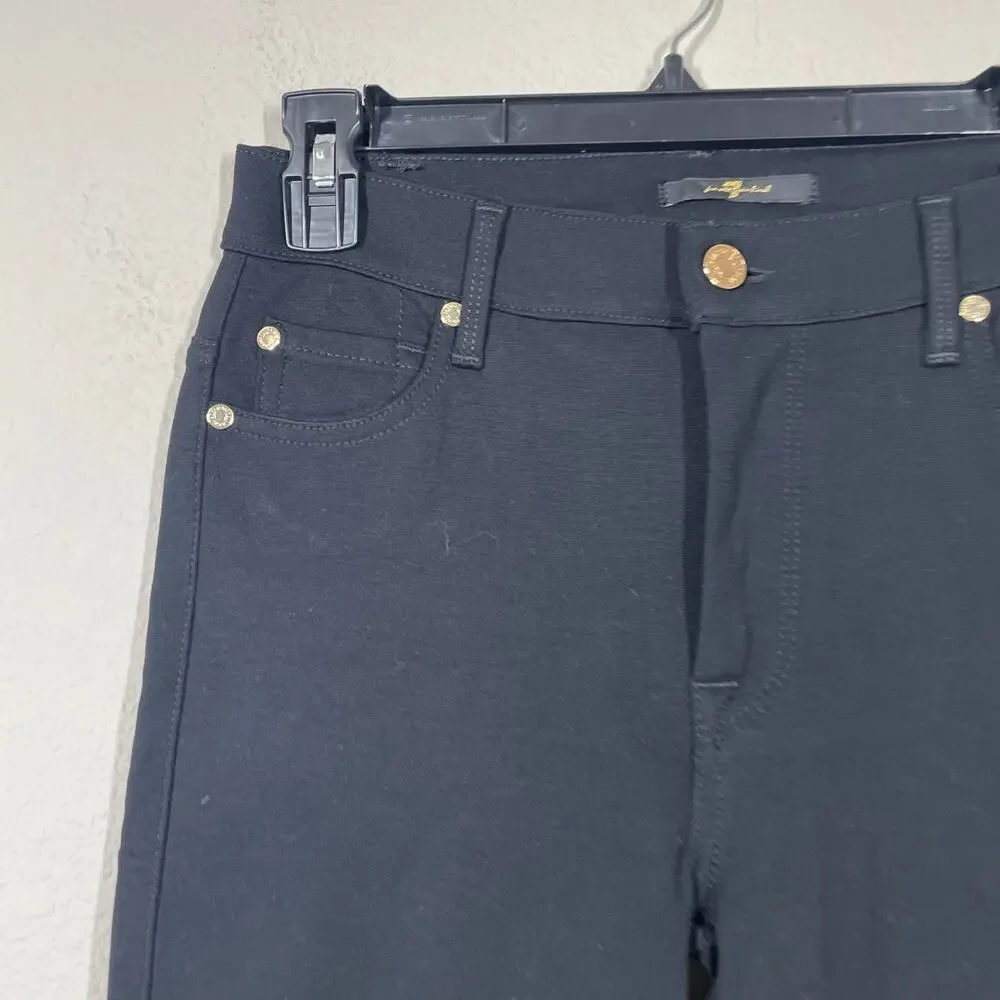 7 For All Mankind Womens 27 High Rise Skinny Pants Black Pull On Pockets Stretch - Picture 4 of 8